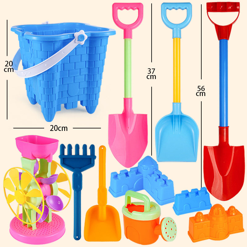 Children's beach toy set baby digging and playing with sand tools thickened castle bucket large shovel bucket plastic neutral