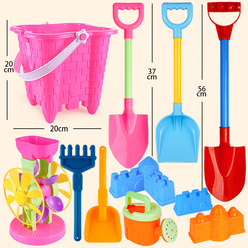 Children's beach toy set baby digging and playing with sand tools thickened castle bucket large shovel bucket plastic neutral