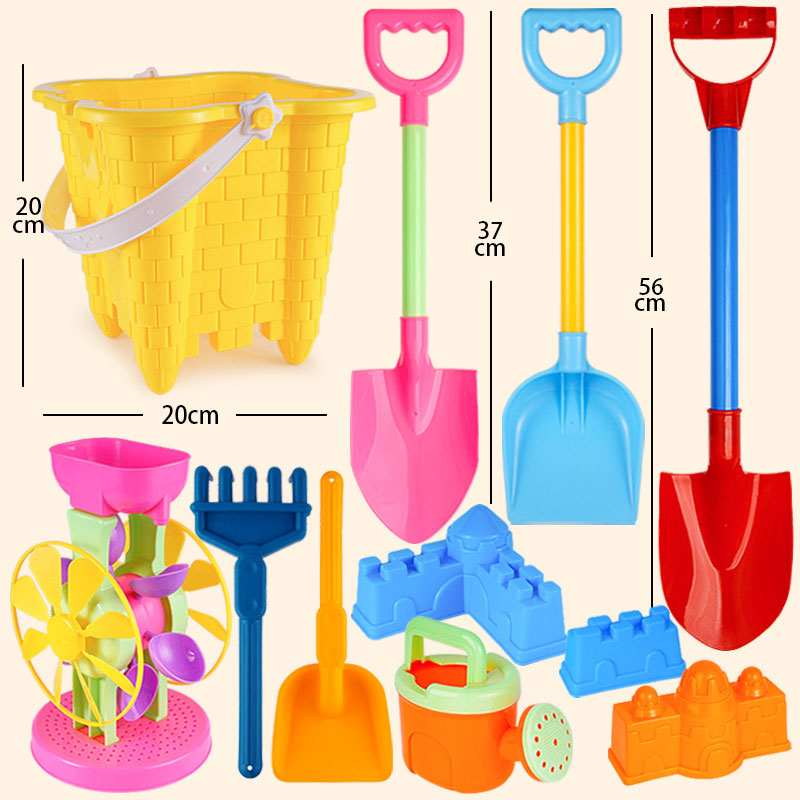 Children's beach toy set baby digging and playing with sand tools thickened castle bucket large shovel bucket plastic neutral