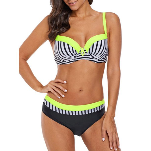 Women Two Piece Strap Neck Comfort Bikini Set - C7571ZWSW