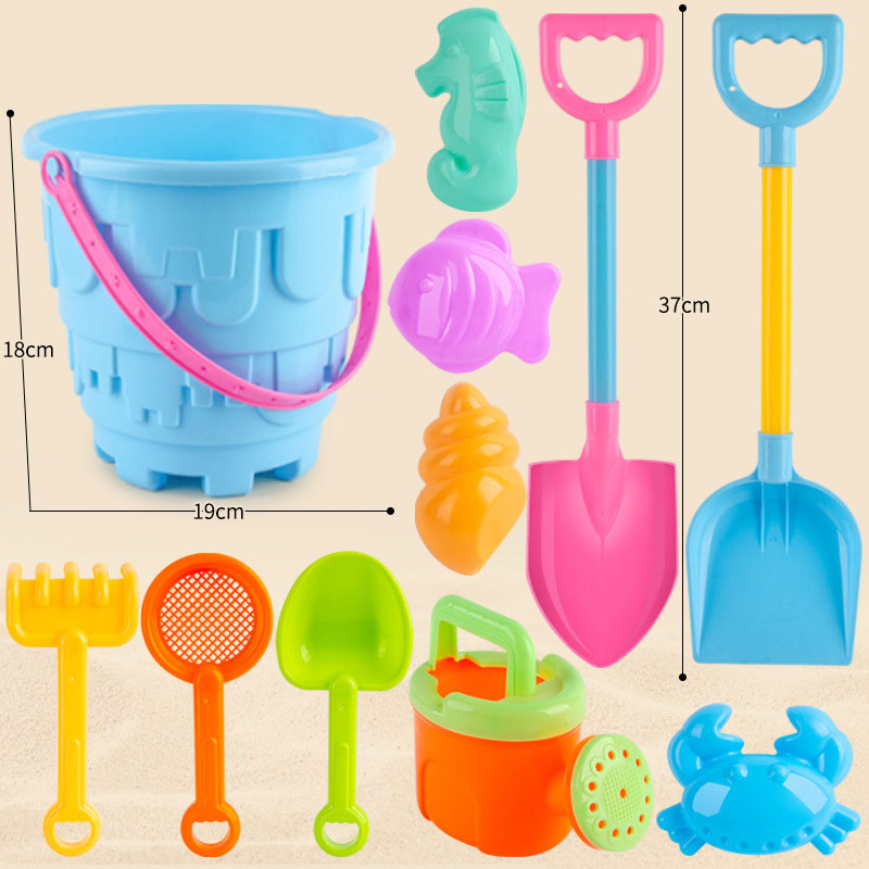 Children's beach toy set baby digging and playing with sand tools thickened castle bucket large shovel bucket plastic neutral