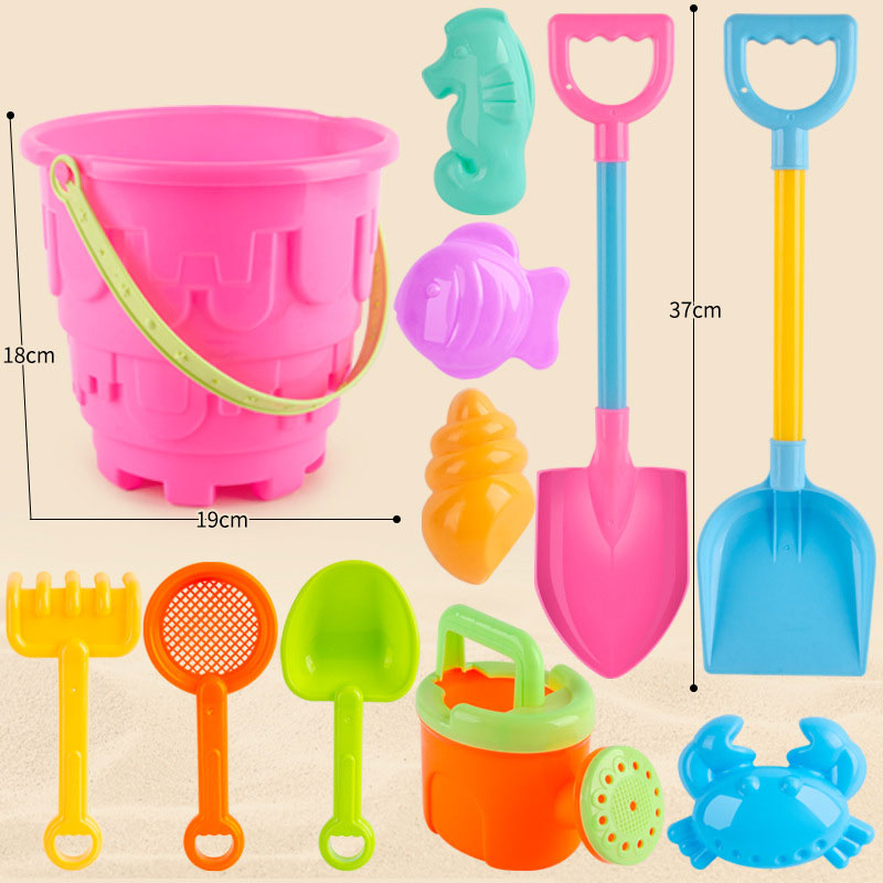 Children's beach toy set baby digging and playing with sand tools thickened castle bucket large shovel bucket plastic neutral