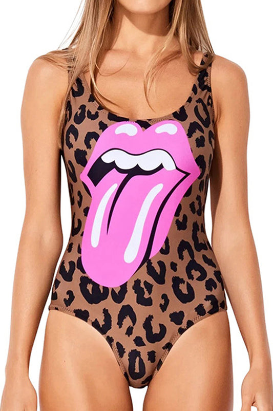 Women Round Neck One Piece Printed Style Breathable Swimwear - WSW96315