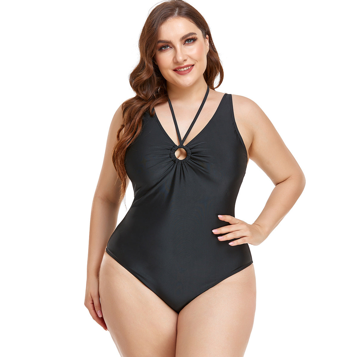 solid color one-piece briefs conservatively cover the belly and make you look thin new swimsuit