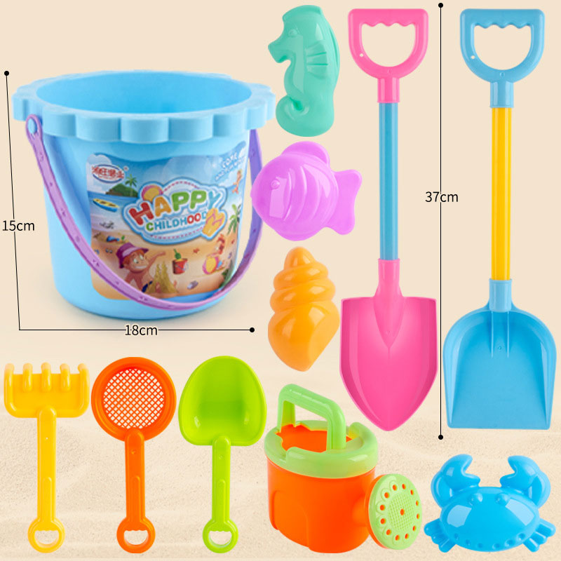 Children's beach toy set baby digging and playing with sand tools thickened castle bucket large shovel bucket plastic neutral