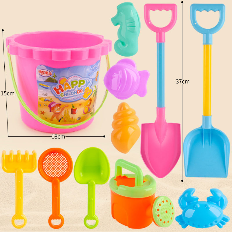 Children's beach toy set baby digging and playing with sand tools thickened castle bucket large shovel bucket plastic neutral