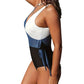 Three-color one-piece swimsuit for women Waist-tight briefs conservative large size