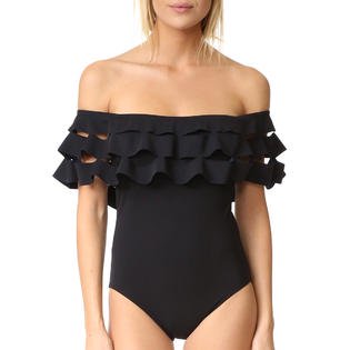 Women Sexy Ruffled One Piece Beach Swimwear - C7775ZWSW