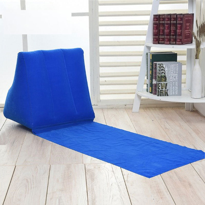 Outdoor travel inflatable triangle cushion fashion casual PVC flocked triangle beach cushion lawn cushion