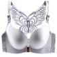 Women Plus Push Up Front Buckle Beauty Butterfly Embroidery Front Closure Wireless Bra - WPBRA119767