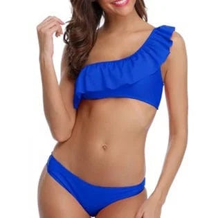 Jhon Peters Women Ruffled One Shoulder Bra Swimwear Set-JPSWSC7764