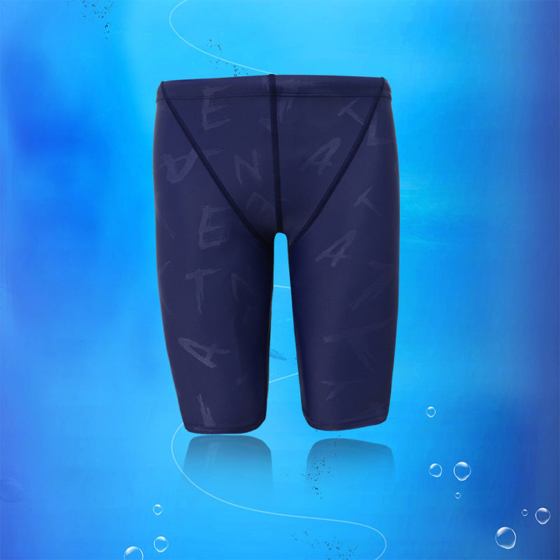 New waterproof water leg competition men's swimming trunks men's swimsuit five-point swimming trunks competitive swimming trunks