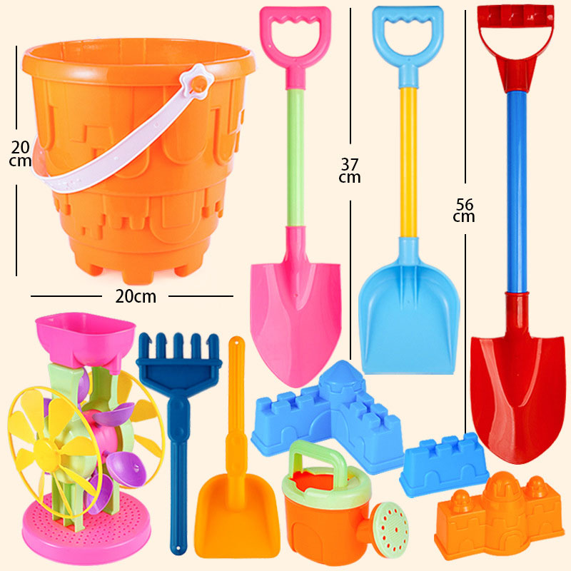 Children's beach toy set baby digging and playing with sand tools thickened castle bucket large shovel bucket plastic neutral