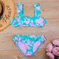 Kids Girls Summer Swimsuit  Floral Printed two Piece Bikini Set