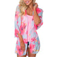 Women Floral Leopard Print Half Sleeve Shawl Chiffon Kimono Beach Cover Up