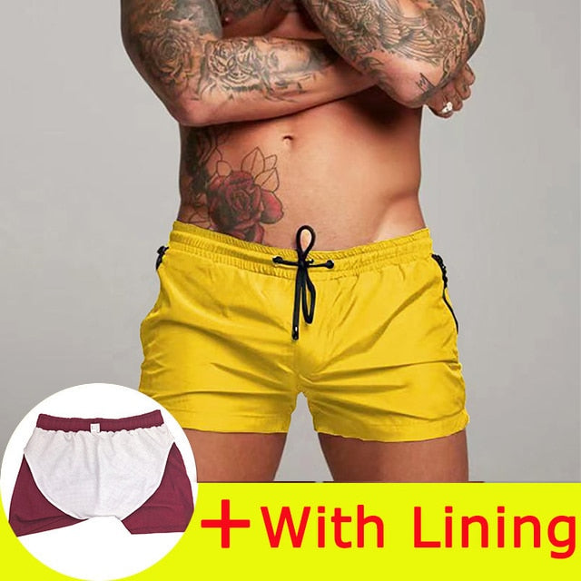 Men Summer Swimwear Trunks Boxer Briefs Beach Shorts Swimsuit