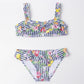 Kids Girls Flower Printed Summer  Swimsuit Bikini