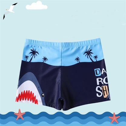 Boys Swim Trunks With Swimming Cap Cartoon Print Kids Beach Short Dinosaur Swimsuit