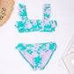 Kids Girls Flower Printed Summer  Swimsuit Bikini