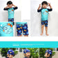 Kids Boy Two Pieces Swim Suit Cartoon Fish Sunblock Beach Bodysuit