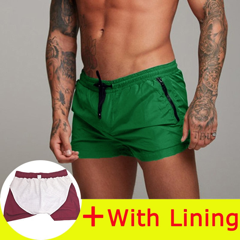 Men Summer Swimwear Trunks Boxer Briefs Beach Shorts Swimsuit