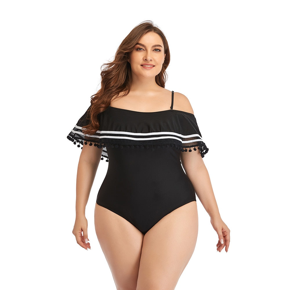 Women Plus size Swimsuit One Piece Black Swimming Swimwear