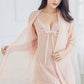 Women Soft Three Piece Lace Night Gown Lingerie Set Beige - UWL105