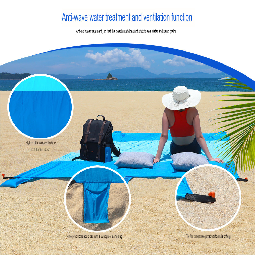 Beach mat, picnic mat nylon equipment, beach moisture-proof pocket, outdoor picnic and camp supplies