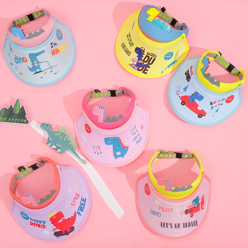 Children's empty top hat summer new dinosaur sun protection sun hat girls big brim baby sunshade boy duck tongue hat