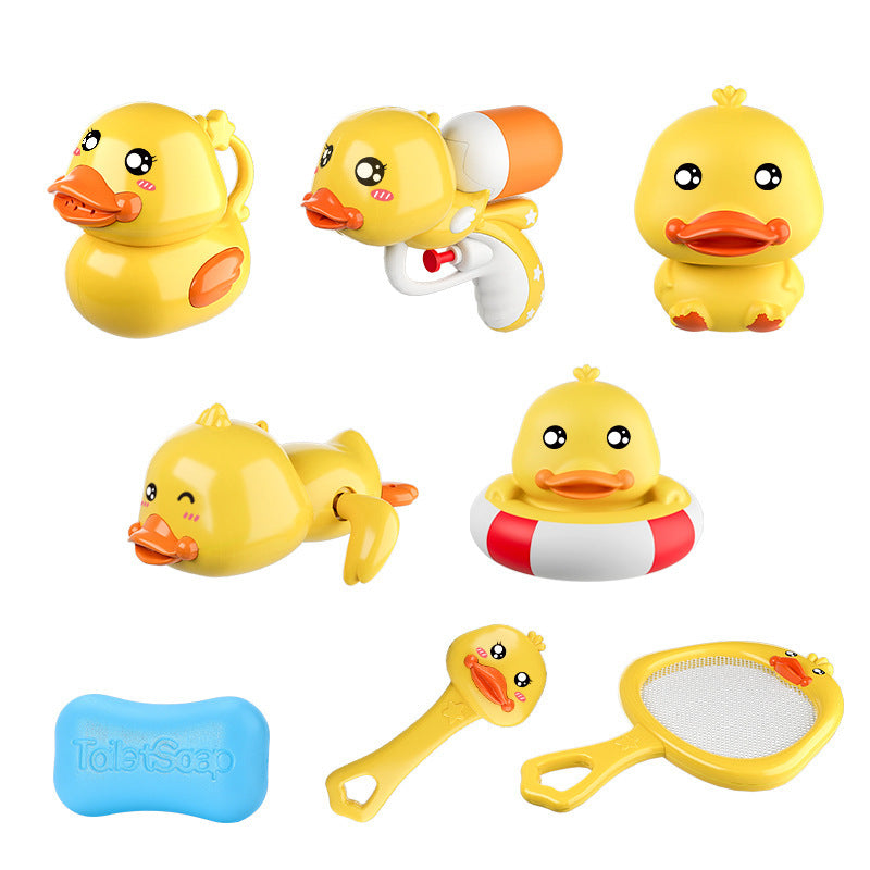 Douyin popular little yellow duck bath toy bathroom spray gun infant shower toy