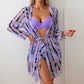 2024 New Split Swimsuit Women's Hard-Bag Bikini Three-Piece Set Long-Sleeved Cover-Up