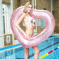 Sequined transparent love swimming ring thickened pvc heart-shaped inflatable swimming ring love floating row