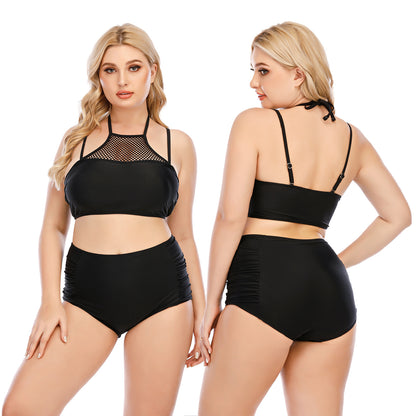 Women split plus fat plus fat lady swimsuit large cup bikini swimsuit