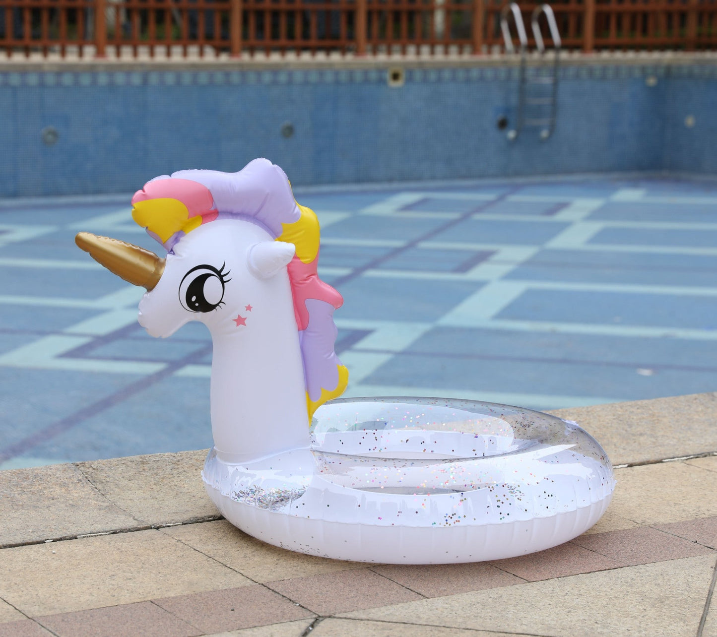 New children's unicorn happy wave ordinary PVC cartoon swimming ring pvc double layer