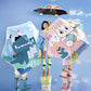 Children's Umbrella Long Handle Cartoon Rain or Shine Umbrella Vinyl Sunscreen Six-Bone Umbrella for Primary School Students