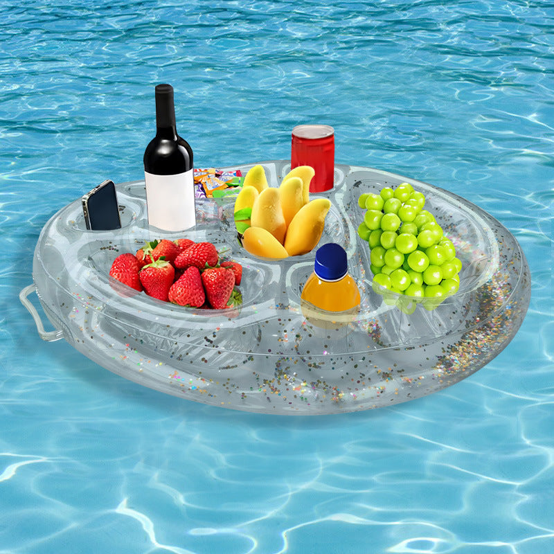 New water floating cup holder PVC thickened food tray pool party inflatable coaster porous water cup