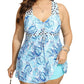 fat women plus size tankini women] Skirt-style loose belly-covering slimming high waist boxer swimsuit