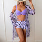 2024 New Split Swimsuit Women's Hard-Bag Bikini Three-Piece Set Long-Sleeved Cover-Up