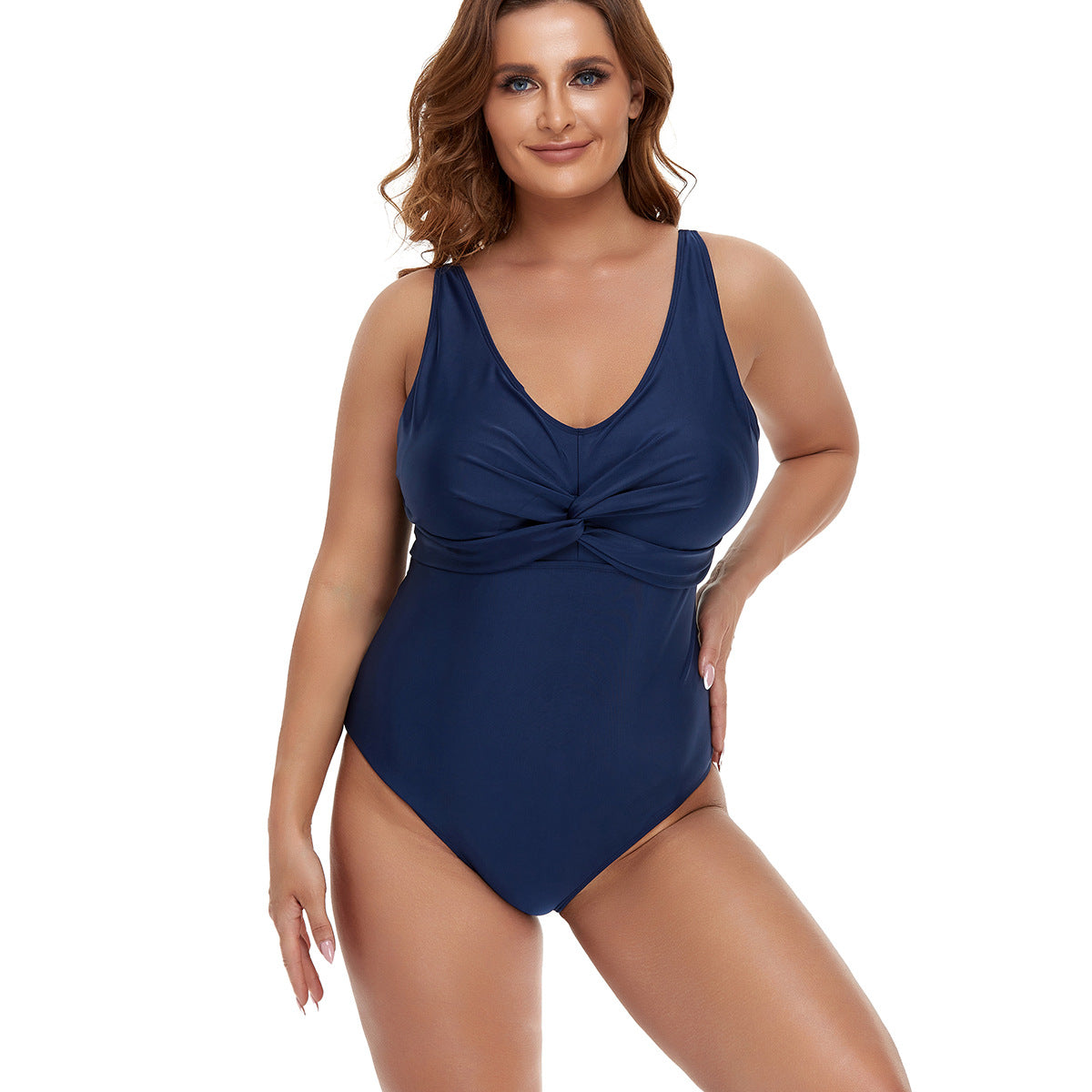 Solid color one-piece briefs waist slimming tight Amazon cross-border large size swimsuit