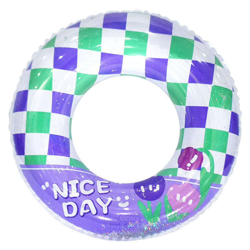 sequin two-color plaid swimming ring adult ins thickened swimming ring new outdoor inflatable armpit ring