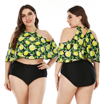 Women split plus fat plus fat lady swimsuit large cup bikini swimsuit