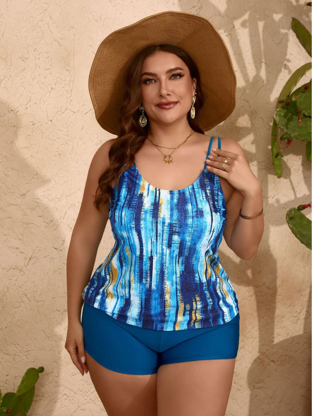 woman plus size plus size split boxer pants suit tankini female swimsuit