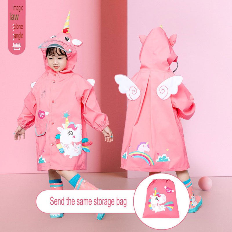 Children's raincoat for boys and girls, kindergarten, dinosaur raincoat and poncho, cute cloak style school bag, elementary school