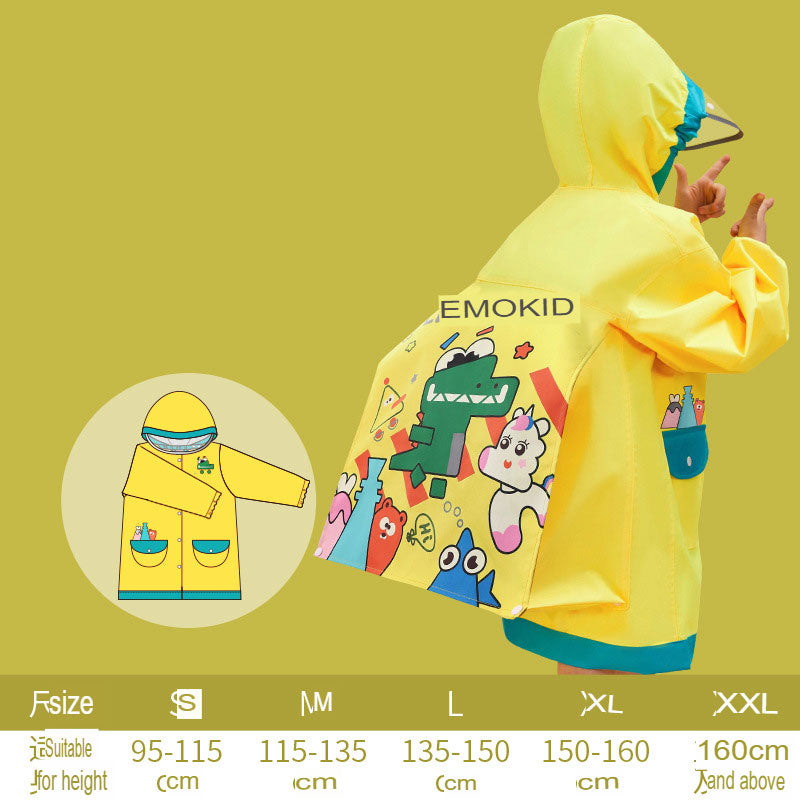 new thickened Oxford cloth children's raincoat with school bag single brim boys and girls student rain gear batch