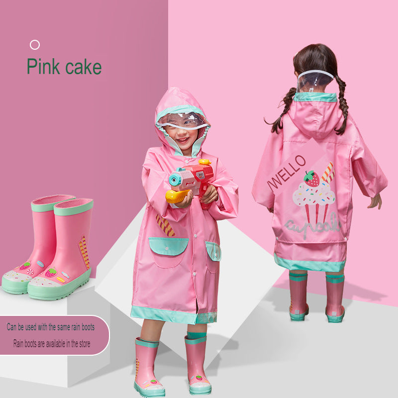 new thickened Oxford cloth children's raincoat with school bag single brim boys and girls student rain gear batch