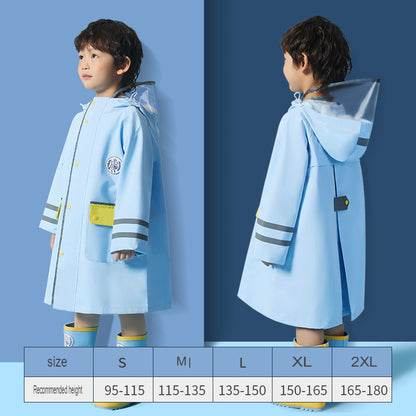 children's raincoat solid color children's raincoat with school bag bits for boys and girls poncho children