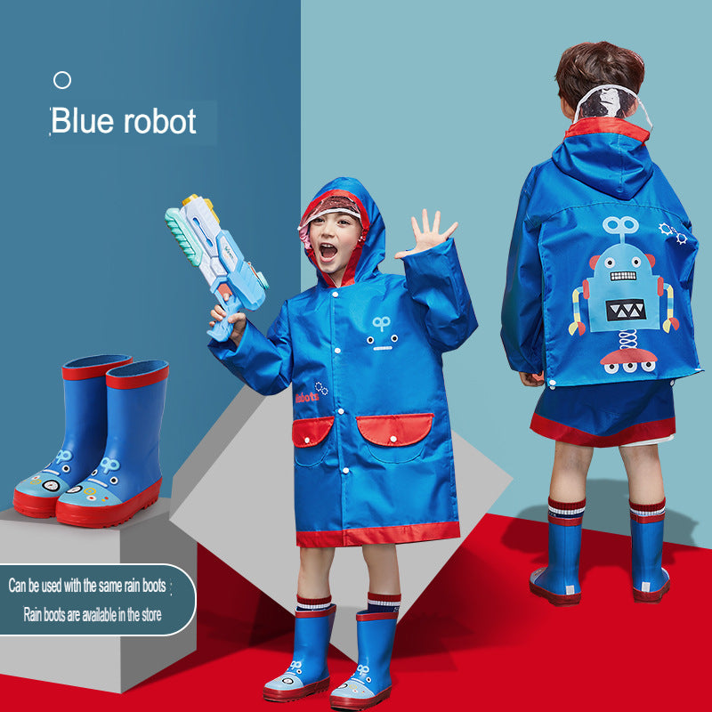 new thickened Oxford cloth children's raincoat with school bag single brim boys and girls student rain gear batch