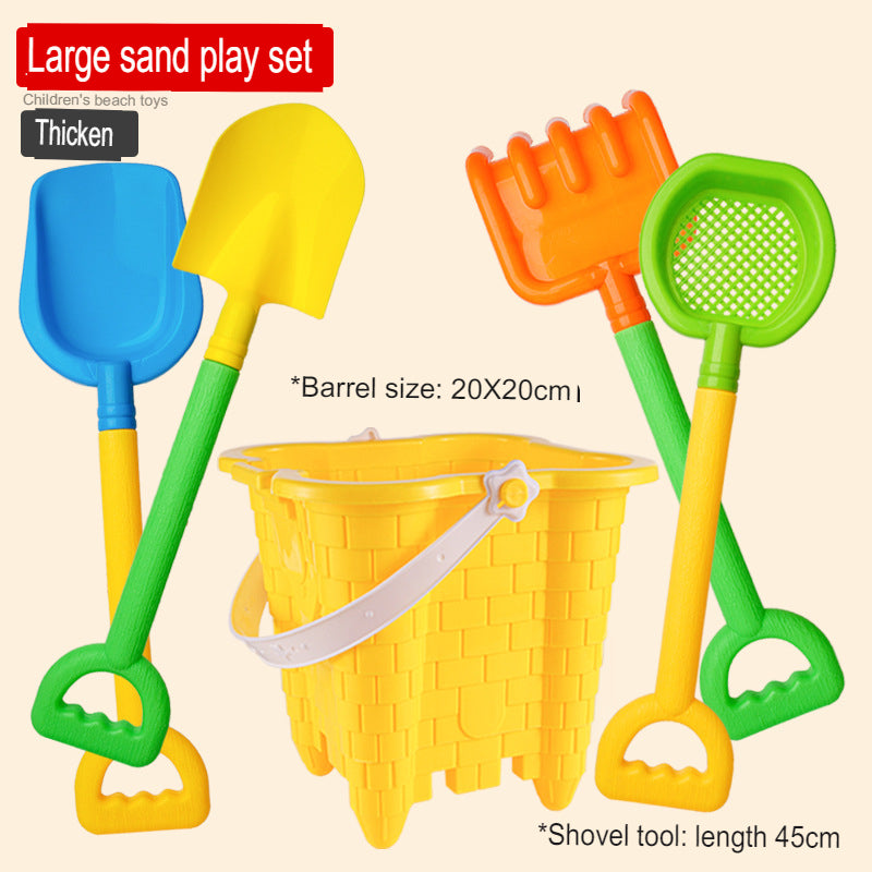 Large shovel set, extra large beach bucket, castle bucket, large round bucket, children's play sand shovel, snow shovel set toy