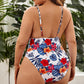 Women Swimsuit One Piece Large Plus Size Printed Swimwear