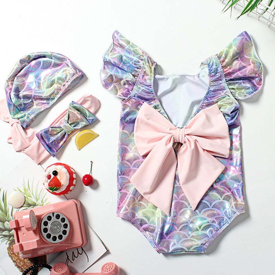 Kids Girls Big Bow Swimwear Summer Swimsuit